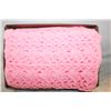 Image 1 : NEW HAND-KNITTED PINK BABY BLANKET 62"X42"