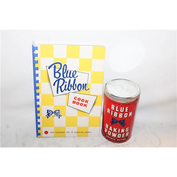 VINTAGE BLUE RIBBON BAKING TIN & COOKBOOK