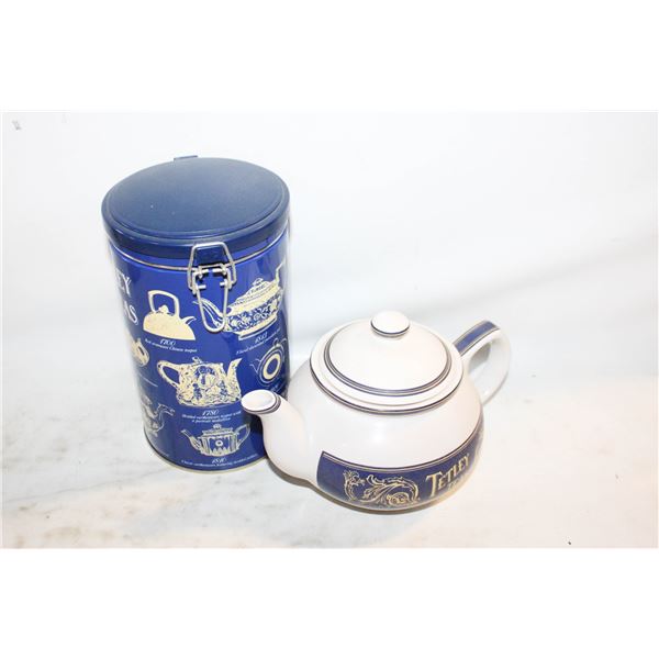 TETLEY TEA CANNISTER & TEAPOT SET