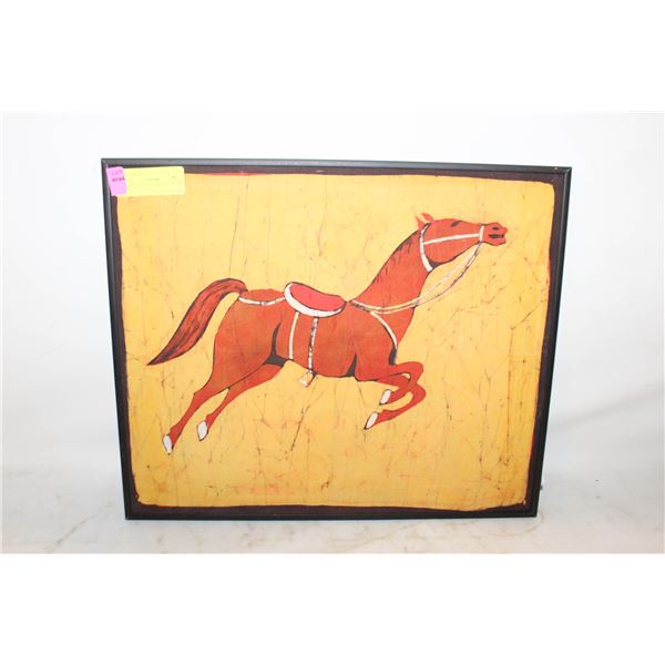 FRAMED CANVAS ORIGINAL BATIK "HORSE" - 17" X 14