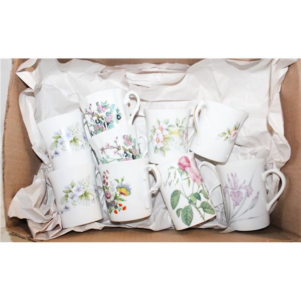 VINTAGE CHINA MUGS ASSORTED- BOX LOT