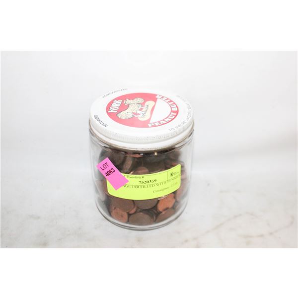 VINTAGE JAR FILLED WITH PENNIES