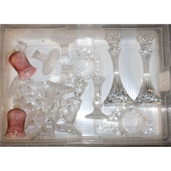 LOT OF CRYSTAL CANDLE HOLDERS