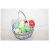 Image 1 : VINTAGE EASTER BASKET FILLED WITH PLASTIC EGGS