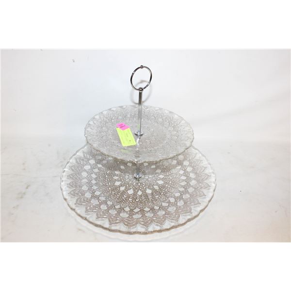 VINTAGE-STYLE, TWO-TIERED SERVING STAND