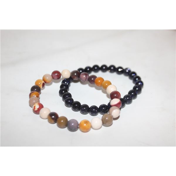 #104-NATURAL BLUE SAND STONES, PICTURE JASPER 8MM