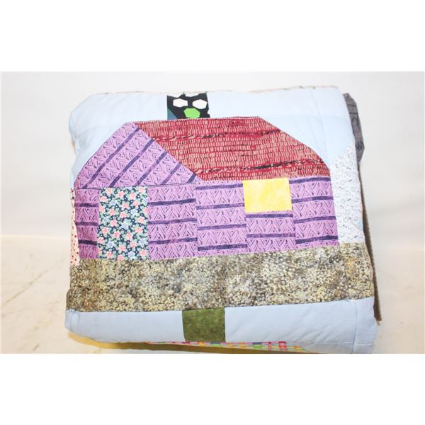 NEW HOME-MADE QUILT, HOUSES PATTERN