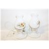 Image 1 : 1960'S MILK GLASS HURRICANE TABLE LAMPS,