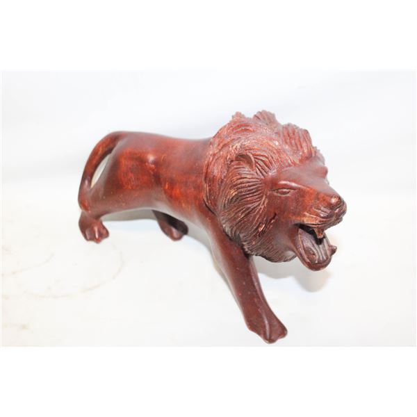 HAND CARVED WOODEN ROARING LION 9 INCH