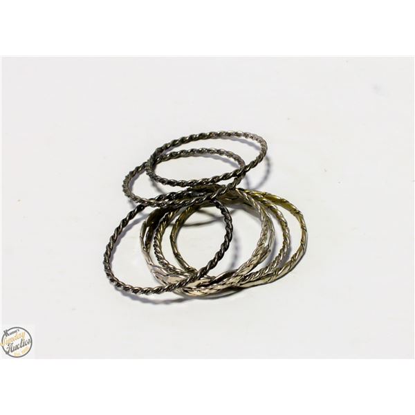 7 BANGLE BRACELETS (BRASS WITH SILVER PLATING)