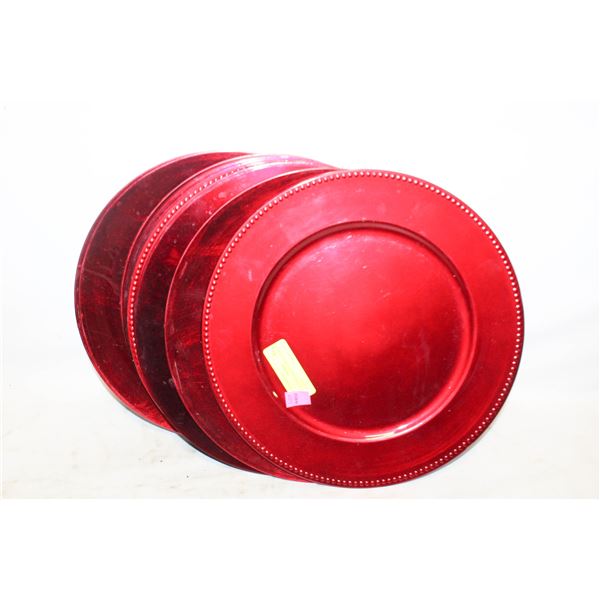 12 RED METALLIC FINISH CHARGER PLATES