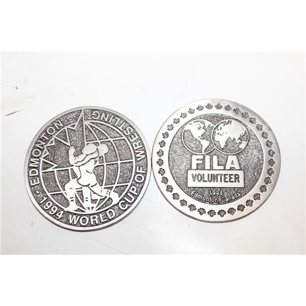 2 1991 WORLD CUP OF WRESTLING MEDALLIONS