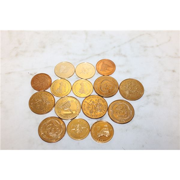 15 GOLD PLATED TOKENS