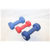 Image 1 : 3 DUMBELLS  2X8 POUNDS  1X5 POUND