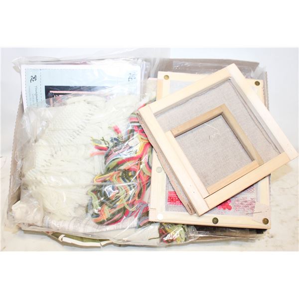 EMBROIDERY THREAD/PATTERNS/MISC.- BOX LOT ASST.