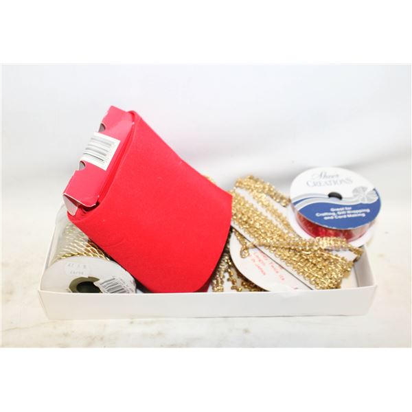 RIBBON/TRIM FOR CRAFTS/SEWING- BOX LOT ASSORTED