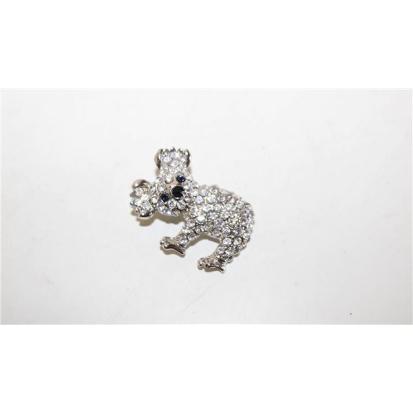 VTG. BLACK & CLEAR CRYSTAL KOALA BEAR BROOCH