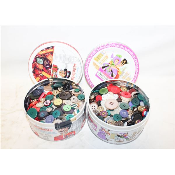 ESTATE BUTTONS IN 2 COLLECTOR VINTAGE TINS