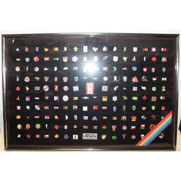 FRAMED 1984 OLYMPIC PIN SET (160 PIECES TOTAL)