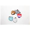 Image 1 : 5 HEART PENDANTS , NATURAL STONES, HEALING
