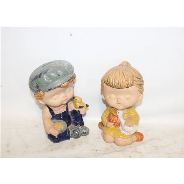 VINTAGE 1970'S STONEWARE CHILDREN FIGURES,