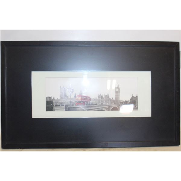 FRAMED DOUBLE DECKER BUS LONDON BRIDGE SCENE