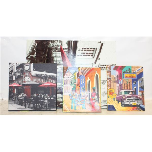 4 CANVAS WALL HANGINGS 2 PRINTS 2 PAINTINGS