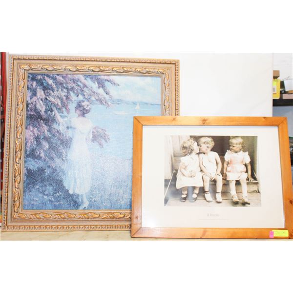 2 WOODEN FRAMED WALL HANGINGS TOGETHER