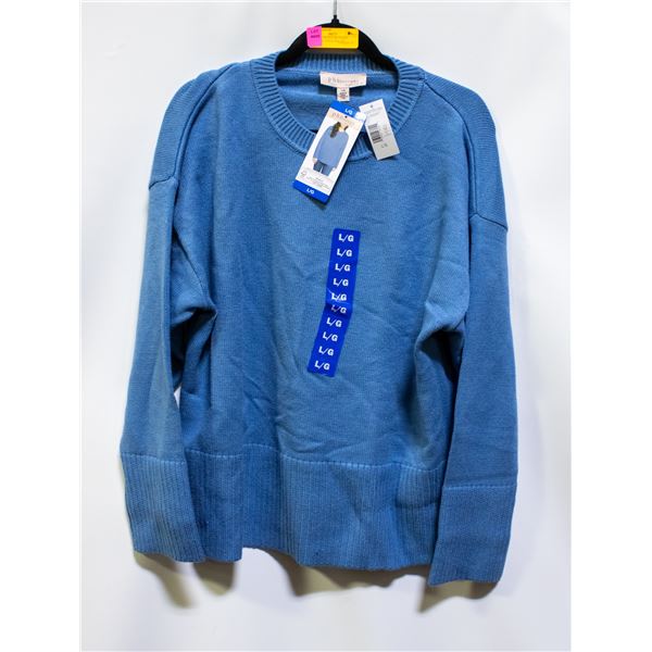NEW PHILOSOPHY BLUE KNIT SWEATER V NECK SIZE LRG