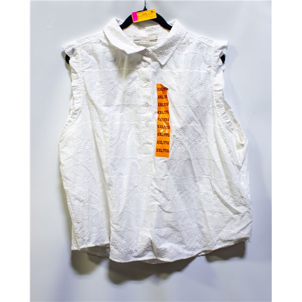NEW LOFT WHITE SLEEVELESS RUFFLED LACE TOP 2XL