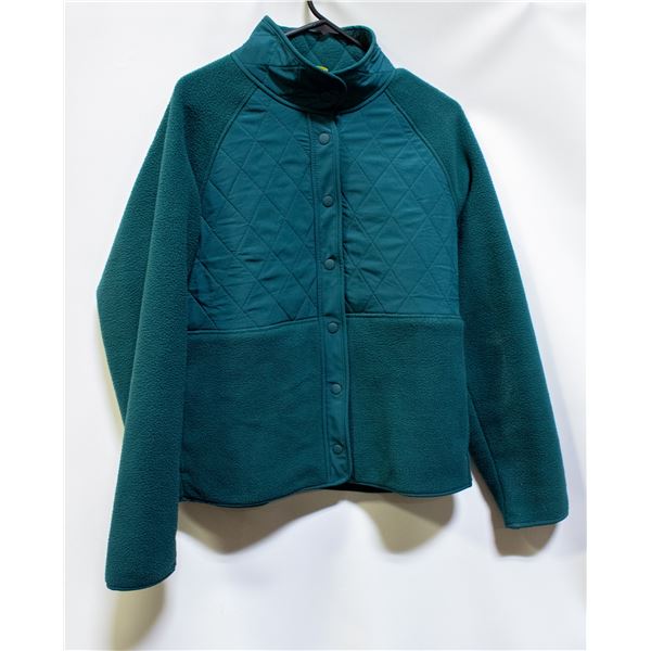 GAP FIT WOMENS FLEECE JACKET GREEN SIZE MEDIUM