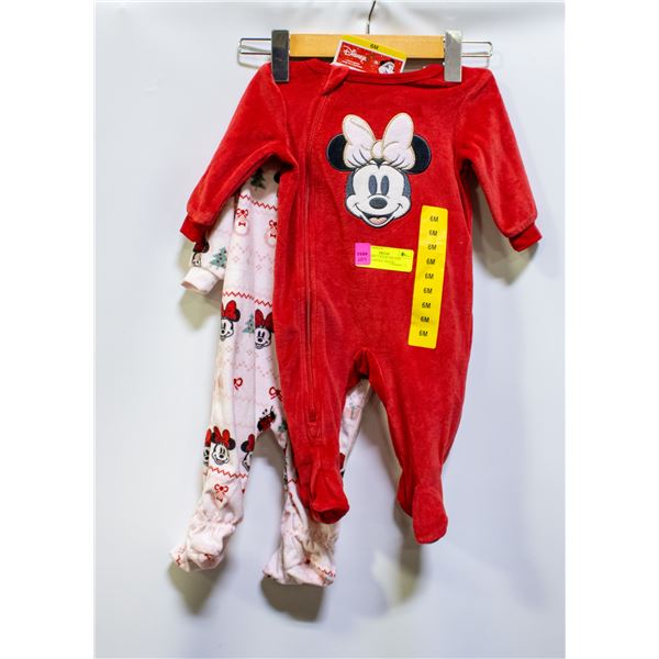NEW DISNEY 2 PACK VELOUR SLEEPERS MINNIE MOUSE