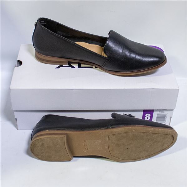 ALDO WOMENS LEATHER FLAT SHOE BLACK SIZE 8