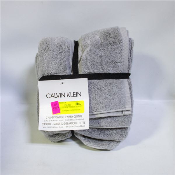 CALVIN KLEIN 4 PC COTTON TOWEL SET GREY