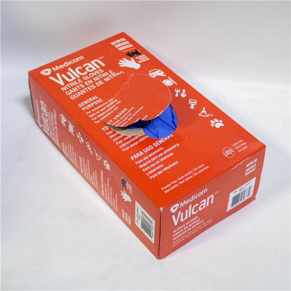 BOX OF VULCAN NITRILE GLOVES SIZE MEDIUM