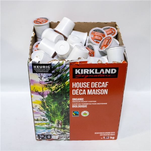 BOX OF 116 KIRKLAND HOUSE DECAF MED ROAST COFFEE