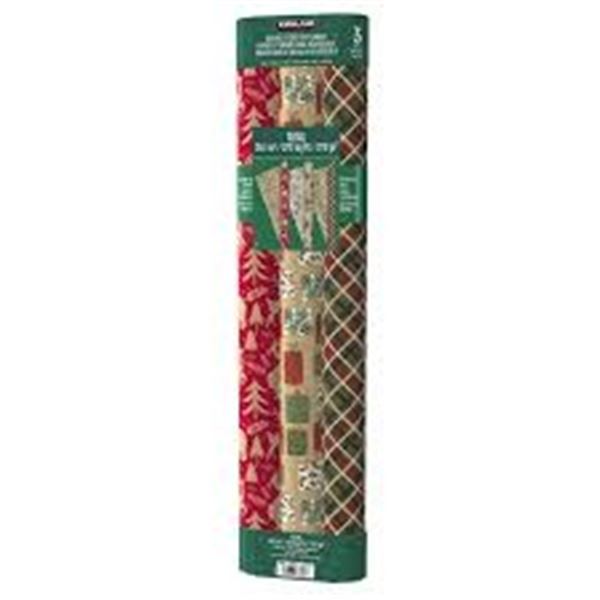BRAND NEW KIRKLAND 3 PK OF DOUBLE SIDED GIFT WRAP