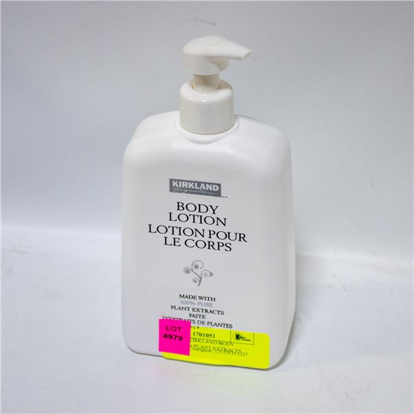 BOTTLE OF KIRKLAND BODY LOTION 100% PLANT EXTRACTS