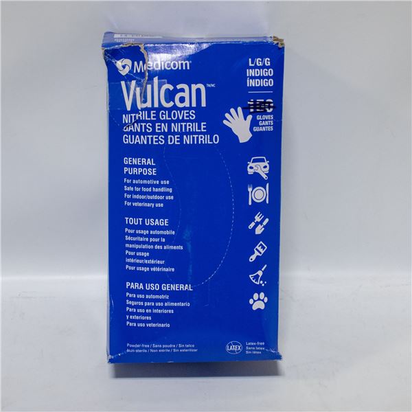 BOX OF VULCAN NITRILE GLOVES SIZE LARGE LATEX FREE
