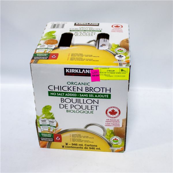 NEW BOX OF 5 X 946ML KIRKLAND CHICKEN BROTH