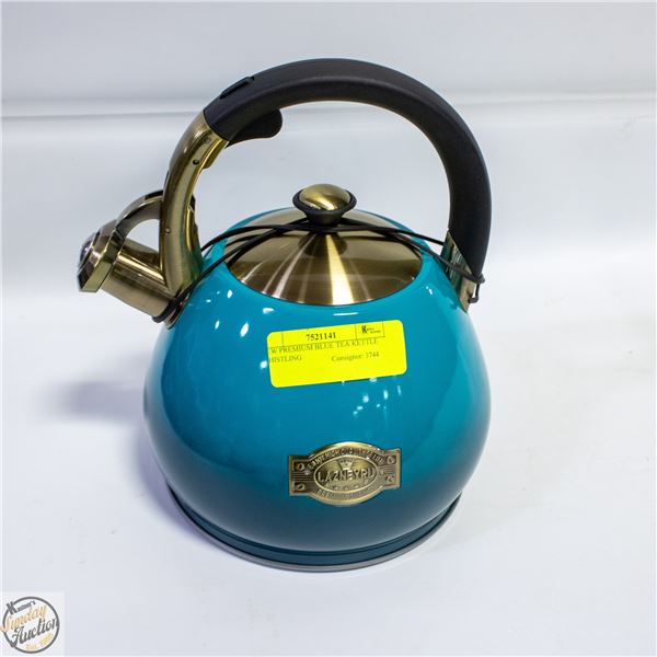 NEW PREMIUM BLUE TEA KETTLE WHISTLING
