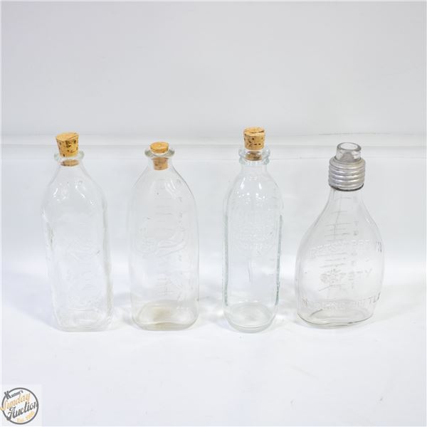 4 ANTIQUE BABY BOTTLES BABY,DOG,BECKS,BETSY BROWN