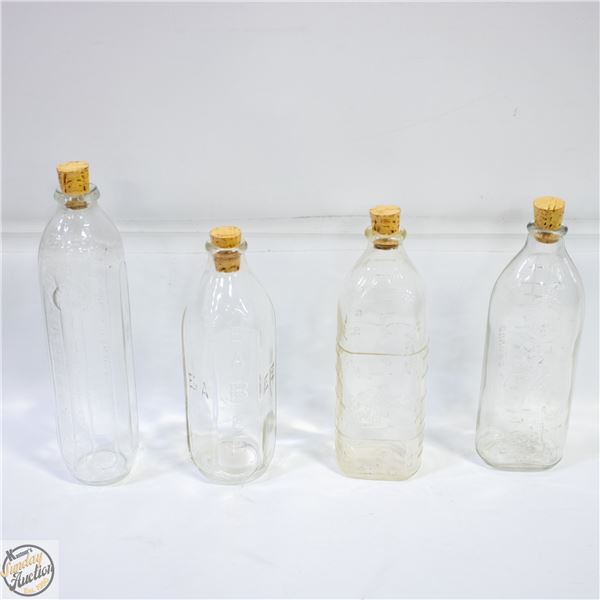 4 ANTIQUE BABY BOTTLES RABBIT,HAPPY BABY,BABEE