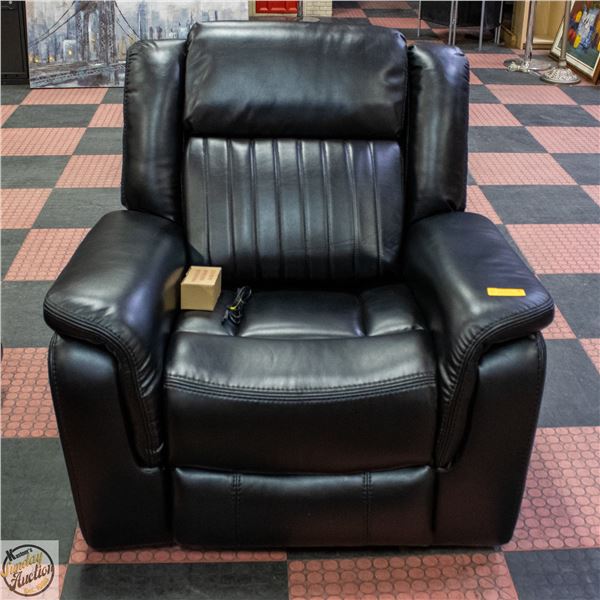 NEW AMERICAN GOOSE BLK LEATHERETTE POWER RECLINER
