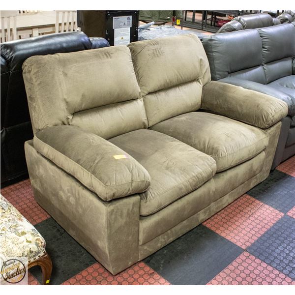 NEW BROWN MICROFIBER LOVESEAT 59" X 33" X 37"