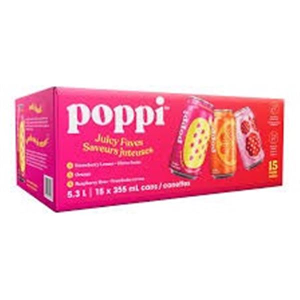 NEW BOX OF POPPI JUICY FAVES VARIETY PK 18 X 355ML
