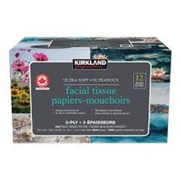 BRAND NEW 12 PK KIRKLAND ULTRA SOFT FACIAL TISSUES