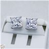 Image 1 : NEW SILVER PLATED SQUARE CUT STUD EARRINGS