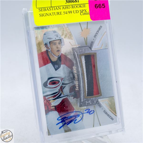 SEBASTIAN AHO ROOKIE SIGNATURE 54/99 UD SPX