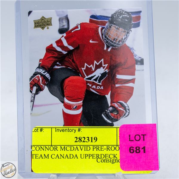 CONNOR MCDAVID PRE-ROOKIE TEAM CANADA UPPERDECK